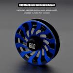 CAMEKOON Snow Storm 600 Inline Ice Fishing Reel, High Line Capacity, 8 Button Magnetic Drop Speed Control System, 3.0:1 Gear Ratio, 6.2 OZ Lightweight Graphite Frame with CNC-Machined Aluminum Spool