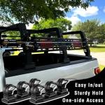 Teyva Daily 4 Pcs Black Universal Fishing Rod Rack - Durable ABS Plastic, Rubber Strap Clips, Ideal for Wall, Boat Deck & Truck Bed Mounting