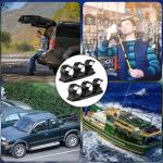 Teyva Daily 4 Pcs Black Universal Fishing Rod Rack - Durable ABS Plastic, Rubber Strap Clips, Ideal for Wall, Boat Deck & Truck Bed Mounting