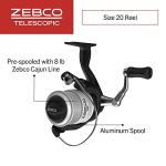 Zebco 33 Spinning Reel and Telescopic Fishing Rod Combo, Extendable 20-Inch to 6-Foot Fiberglass Fishing Pole, EVA Rod Handle, Size 20 Reel, Aluminum Spool, QuickSet Anti-Reverse, Silver/Black