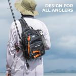 KastKing BaitSpace Standard Fishing Tackle Sling Bag, Water-resistant Backpack & Sling Pack for Bank, Wader & Boat Fishing, Rod & Beverage Holder, Adjustable Straps, Durable Nylon Fabric