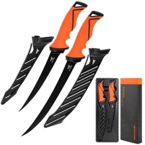 KastKing Paradox Fishing Fillet Knife Kit, 7" and 9" Fillet Knives with Corrosion-resistant G4116 German Stainless Steel, Razor Sharp Blades, Non-Slip Handles, and Protective Vented Sheaths – Fishing Gear and Fishing Gifts for Men