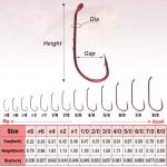 Baitholder Fishing Hooks 100 Pack - Double-Barbed Long Shank for Bluegill Bass Trout Walleye Black/Red, 8/0-#8 (1-Red, Size:4 100-Pack)