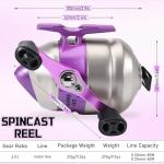 Sougayilang Spincast Fishing Reel, Size 30 Reel, Right or Left-Hand Retrieve, 3.9:1 Gear Ratio, Pre-spooled with Mono Fishing Line-Purple