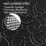 Dr.Fish 100 Pack EWG Hooks Bass Fishing Worm Hooks Extra Wide Gap Freshwater Fishing Carolina/Texas Rig #1