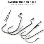 Dr.Fish 150 Pieces/Box Bass Hook Assortment, EWG, Round Bend, Drop Shot, Heavy Cover, Freshwater Fishing Worm Hooks Kit with Tackle Box, Texas Rig, Wacky, Punching Flipping
