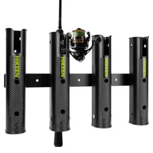 Hikeen Adjustable Fishing Rod Holder, 4 Tube Fishing Pole Holders Wall-Mounted Rod Rack for Boat Kayak Golf Cart Garage Crate Cooler Wagon RV