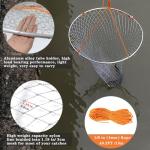 Drasry Foldable Bridge and Pier Fishing Net Landing Net High Load-Bearing Aluminum Ring Drop Net for Saltwater Freshwater Pier Fishing Baskets Net Collapsible with 49.2 FT Rope （23.6 * 23.6 * 37 in）