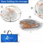 Drasry Foldable Bridge and Pier Fishing Net Landing Net High Load-Bearing Aluminum Ring Drop Net for Saltwater Freshwater Pier Fishing Baskets Net Collapsible with 49.2 FT Rope （23.6 * 23.6 * 37 in）