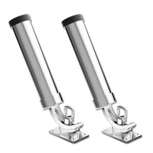 Rod Holders for Fishing Boat, 2 Pack Marine Grade Stainless Steel 316 Adjustable Swivel Deck Mount or Rail Mount Fishing Pole Holder (B Style)