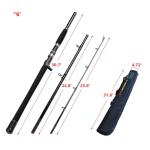 Portable Saltwater Offshore Heavy 3-Piece Travel Graphite Baitcasting Fishing Poles Casting Boat Jigging Trolling Conventional Rods with Rod Case Bag (3-Piece 6' Heavy)