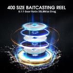 Piscifun Alijoz 400 Baitcaster Fishing Reel, 35Lbs Max Drag Aluminum Alloy Frame Baitcasting Reel, 8.1:1 Gear Ratio Freshwater and Saltwater Low Profile Casting Reel for Musky, Black Right Handle