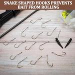 Seenelling 100 Pcs Bent Shank Fishing Hooks Bronze 10 Carat Size 2 Bulk Fishing Gear Equipment Hooks Set for Bass Crappie Zander Perch Panfish Saltwater