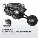 Piscifun Alijoz 400 Baitcaster Fishing Reel, 35Lbs Max Drag Aluminum Alloy Frame Baitcasting Reel, 8.1:1 Gear Ratio Freshwater and Saltwater Low Profile Casting Reel for Musky, Black Right Handle