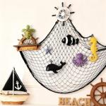 Decorative Fishing Net 80x40 Inch, Patioland 2 Pack Large Black Picture Fish Net, Wall Photo Hanging Fishnet for Nautical Mermaid Pirate Ocean Themed Hawaii Beach Under The Sea Party Decorations