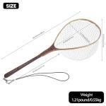 Riverruns Long Wooden Net Fly Fishing with Measuring Dots on Handle Soft Rubber Bag (Long Handle Wooden Net)