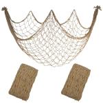 2 Pack Fish Net Decorations - 80x40 Inch Brown Fishing Net Decor for Under The Sea Hawaiian Beach Themed Party, 3mm Thick Natural Cotton Versatile Nautical Netting for Party Wall Table Ceiling Decor