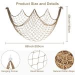2 Pack Fish Net Decorations - 80x40 Inch Brown Fishing Net Decor for Under The Sea Hawaiian Beach Themed Party, 3mm Thick Natural Cotton Versatile Nautical Netting for Party Wall Table Ceiling Decor