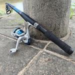 Telescopic Fishing Rod Reel Kit 2PCS 6.89FT Collapsible Pole Spinning Reel Combo with Fishing Lures Fishing Gripper Fishing Pliers Portable Fishing Gear Set for Saltwater Freshwater Travel (Blue)