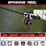 Kalynsung 6.89ft Fishing Rod and Reel Combo, 2PCS Telescopic Carbon Fiber Fishing Rod, Spinning Reels *2, Fishing Line *2, Fishing Hooks Bait Set, Portable Fishing Pole Set with Carrier Bag