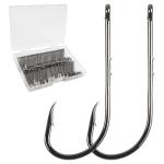 Baitholder Fishing Hooks Barbed Shank Bait Holder Hooks Long Shank Offset High Carbon Steel Jig Fishing Hooks Saltwater Freshwater Size #4-6/0