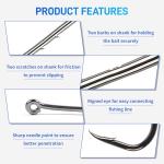 Baitholder Fishing Hooks Barbed Shank Bait Holder Hooks Long Shank Offset High Carbon Steel Jig Fishing Hooks Saltwater Freshwater Size #4-6/0