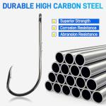 Baitholder Fishing Hooks Barbed Shank Bait Holder Hooks Long Shank Offset High Carbon Steel Jig Fishing Hooks Saltwater Freshwater Size #4-6/0