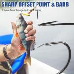 Baitholder Fishing Hooks Barbed Shank Bait Holder Hooks Long Shank Offset High Carbon Steel Jig Fishing Hooks Saltwater Freshwater Size #4-6/0
