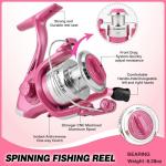 Ladies Telescopic Fishing Rod and Reel Combos,Spinning Fishing Pole Pink Designed for Ladies Fishing Girls Fishing Pole by PLUSINNO