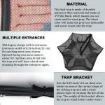 Drasry Black Fishing Bait Trap Foldable Fish Net for Minnow Crab Crayfish Crawdad Shrimp Trap Cast Net Dip Cage Collapsible Easy Use 4 6 Hole Fishing Accessories (6 Holes Black)