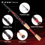 EOW XPEDITE LITE Portable Telescopic Fishing Rods & Combo, Spinning & Casting Fishing Poles, 24T Carbon Rod Blanks, Solid Carbon Tip, Split Cork Grips, Travel Rod, Combos with 5+1BB Spinning Reel