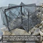 Drasry Black Fishing Bait Trap Foldable Fish Net for Minnow Crab Crayfish Crawdad Shrimp Trap Cast Net Dip Cage Collapsible Easy Use 4 6 Hole Fishing Accessories (6 Holes Black)