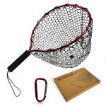 BasicGear Aluminum Fishing Landing Net (Silicone Version) – Durable Silicone Mesh, Lightweight Frame, EVA Floating Non-Slip Grip, Anti-Loss Rope & D-Ring