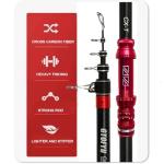 GTOFYU Telescopic Fishing Rod, Carbon Fiber Travel Surf Rod, Spinning Power Lure 2-9Oz, 20-50LB,Extra-Heavy Throwing Surfcasting Baitcasting Pole, Distance Throwing Fishing Rod, 4.5M/15Ft,Red