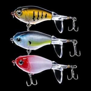 BULUSEL Top Water Fishing Lures, Plopper Fishing Lure, Bass Lures, Baits, Swimbait, Topwater Lure with Triple Hooks(#6)