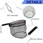 BasicGear Aluminum Fishing Landing Net (Nylon Net Version) – Ultra Soft Nylon Mesh with Lightweight Frame, EVA Floating Non-Slip Grip, Anti-Loss Rope & D-Ring, Fish-Friendly