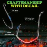 LUCKYFISHING Octopus Hooks Fishing Hooks for Saltwater Freshwater Offset Catfish Hooks for Bass Trout Redfish Fishing Hook Size 6/0-60PCS