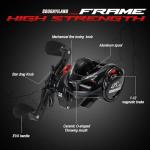 Sougayilang Cool Low Profile Baitcaster Reel - 300 Size, 7.2:1 Gear Ratio, 16lbs Max Drag, Ultra Smooth for Catfish, Musky, Bass,Red-Right Handed