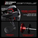 Sougayilang Cool Low Profile Baitcaster Reel - 300 Size, 7.2:1 Gear Ratio, 16lbs Max Drag, Ultra Smooth for Catfish, Musky, Bass,Red-Right Handed