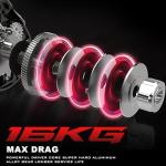 Sougayilang Cool Low Profile Baitcaster Reel - 300 Size, 7.2:1 Gear Ratio, 16lbs Max Drag, Ultra Smooth for Catfish, Musky, Bass,Red-Right Handed