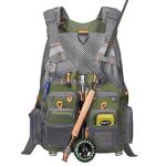 Gonex Fly Fishing Vest for Men Women, Comfortable Adjustable Fishing Vest with Multi-Pockets Reflective Stripes, Green+Gray