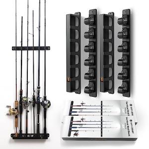 OJYDOIIIY Wall Mount Fishing Rod Holders,Vertical Fishing Pole Storage Rack for Garage 2 Packs