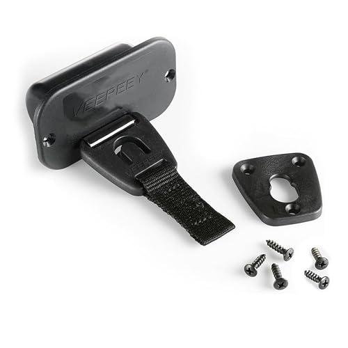 Retractable Rod Straps for Fishing Rods, Gunwale/Deck Mount Self-Retracting Tie-Down Straps, F14200 Rod Saver Strap Fishing Rod Holder, Fishing Pole Holders for Boat Deck, Black - 1 Pack