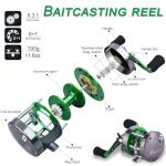 Sougayilang Conventional Reel, Round Baitcasting Fishing Reel for Catfish, Salmon/Steelhead, Striper Bass and Inshore Saltwater Fishing Reel, Reinforced Metal Body