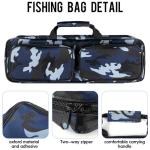 mouhike 17-inch Fishing Tackle Carrier Bag with 2 Front Storage Pockets for Telescopic Rod, Travel Large Capacity Carry Handbag for Collapsible Fishing Tool Accessory