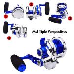 PROBEROS Conventional Reel Trolling Reels - Lever Drag Deep Sea Ocean Big Game Offshore Jigging Fishing Reels - Blue Silver (500, Right)