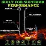 LUCKYFISHING Baitholder Fishing Hooks Saltwater Freshwater 100pcs Professional V Bait Holder Hooks for Bass Trout Crappie Soft Live Baits Black with Size 2