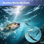 Natufish 25-Pack 2X Strong Weedless Wacky Rig Hooks - Ultra Sharp Neko Rig Circle Weedless Hooks for Bass & Catfish,Saltwater & Freshwater （1#_25PCS）