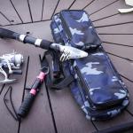 mouhike 17-inch Fishing Tackle Carrier Bag with 2 Front Storage Pockets for Telescopic Rod, Travel Large Capacity Carry Handbag for Collapsible Fishing Tool Accessory