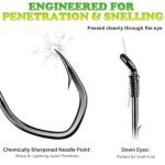 LUCKYFISHING Baitholder Fishing Hooks Saltwater Freshwater 100pcs Professional V Bait Holder Hooks for Bass Trout Crappie Soft Live Baits Black with Size 2